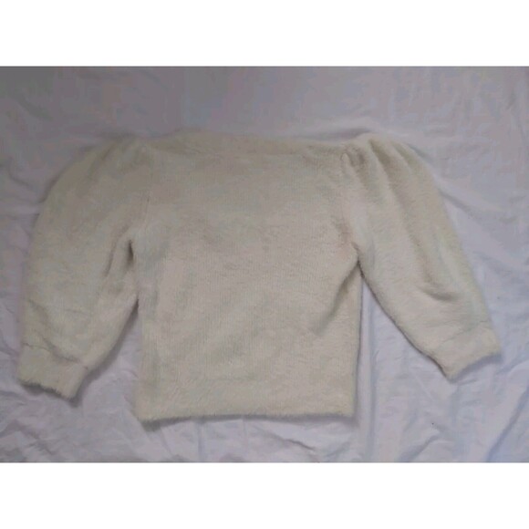 Free People Moonbeam Pullover Cropped Fuzzy Sweater Ivory Womens Size Small - Picture 7 of 8